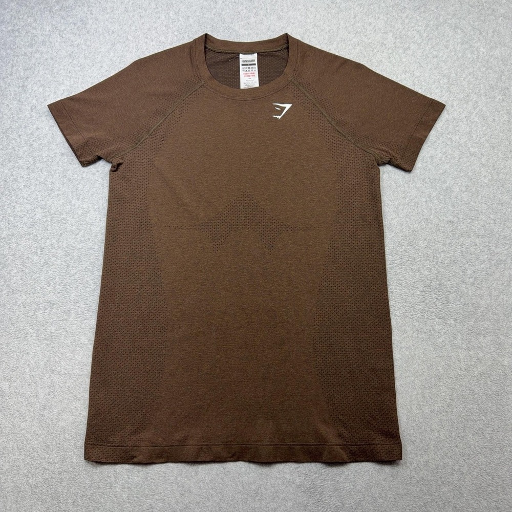 Gymshark Shirt Women Small Brown Espresso Marl Vital Seamless 2.0 Short Sleeve